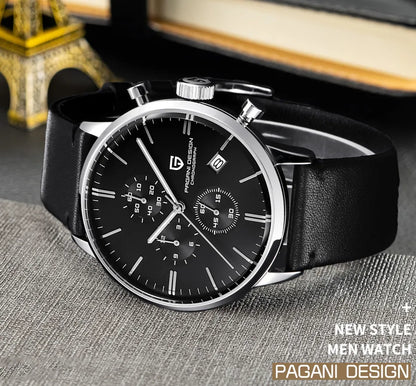 PAGANI DESIGN 2025 New Luxury Fashion Sapphire Japan VK67 Mens Watches Quartz Pointer Chronograph Waterproof Wrist Accessories