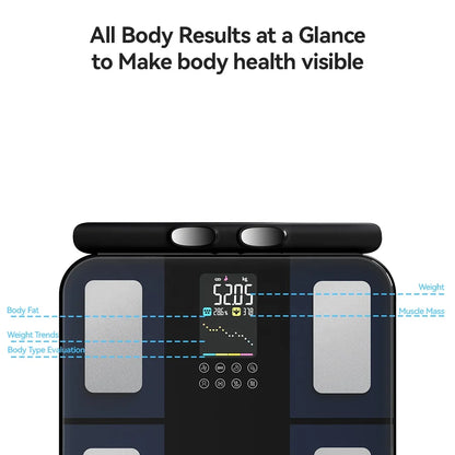 8 Electrode Smart Body Fat Scale Body Bmi Analysis High Accurate Digital Fat Weight Scale With App
