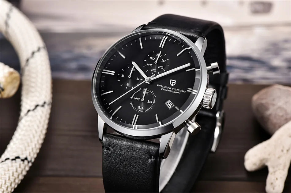 PAGANI DESIGN 2025 New Luxury Fashion Sapphire Japan VK67 Mens Watches Quartz Pointer Chronograph Waterproof Wrist Accessories