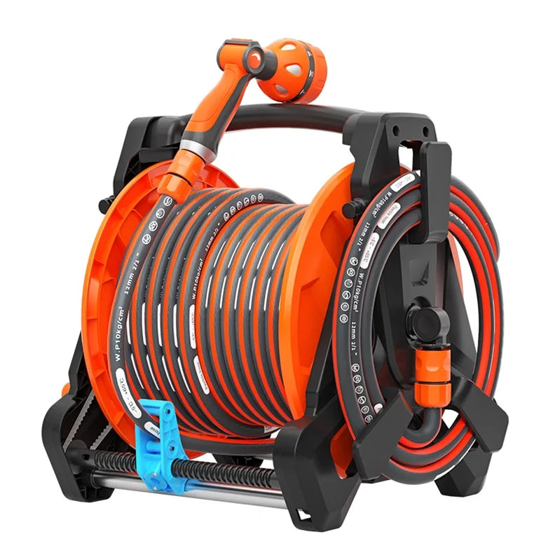 Equipamento de lavagem de automóveis e jardins de alta qualidade e grande procura: Enrolador de mangueira de jardim retrátil portátil com suporte para mangueira.