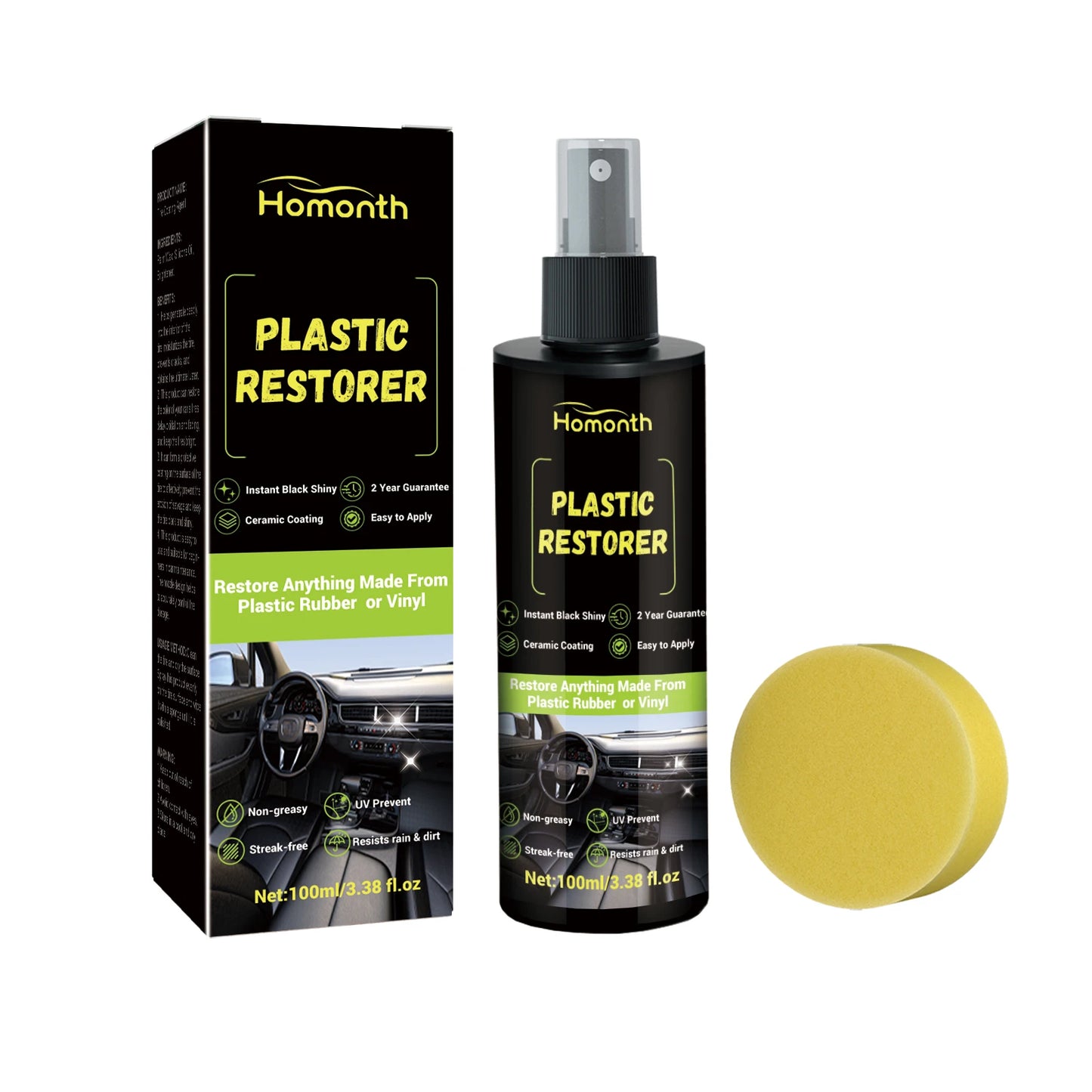 Homonth Car Care Equipment Plastic Restorer - Agente de Revestimento Descontaminador à Prova de Poeira para Limpeza de Botões de Bancos Interiores