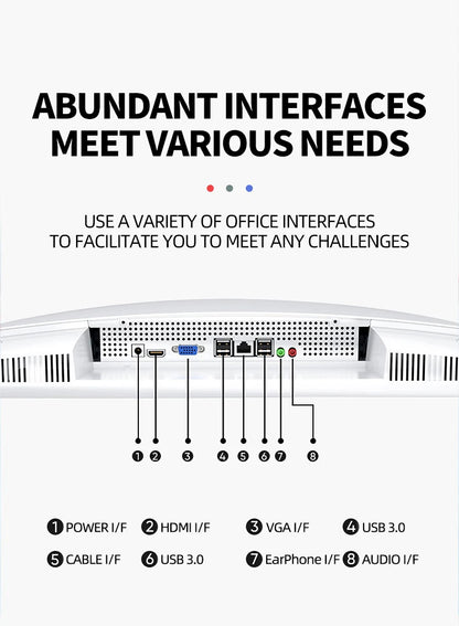 24"27''Inch Curved 8gb16gb32gb Ram 512 Gb Ssd Core I7 I5 I3 Processor All in One Desktop Computer All in One Pc for Supermarket