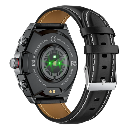 2025 New Best Smart Watch Leather Band with Earbuds 2 in 1 Headphones and Smartwatch Fitness Tracker with Heart Rate Monitor