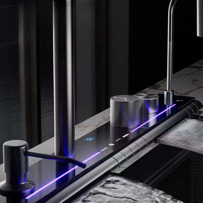 Rectangular Single Large Stainless Steel Sink Faucet Thickened Nano Honeycomb Digital Waterfall Design for Counter Kitchen Use