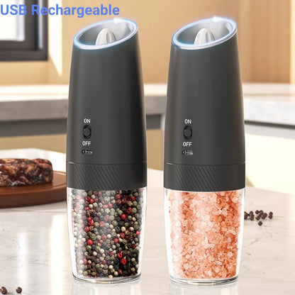 Low MOQ Battery Operated Pepper Mill Gravity Controlled Pepper Grinder with Transparent Chamber