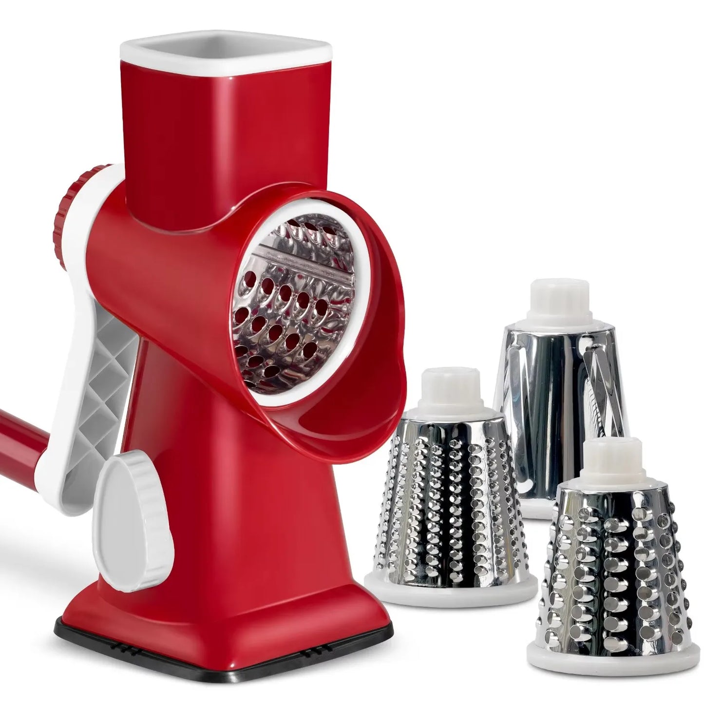 Rotary Cheese Grater with Handle  3 Changeable Blades for Cheese Potato Vegetable Cheese Shredder Slicer Grater for Kitchen