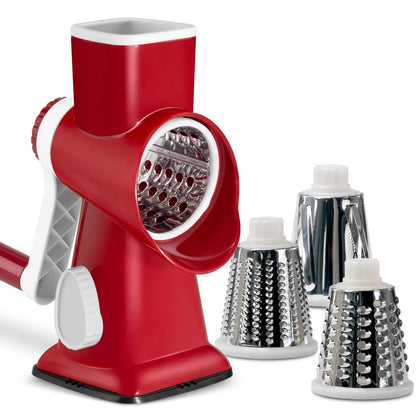 Rotary Cheese Grater with Handle  3 Changeable Blades for Cheese Potato Vegetable Cheese Shredder Slicer Grater for Kitchen