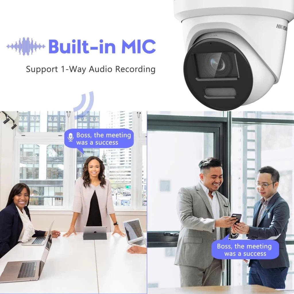 Hik Original Stock DS-2CD2387G2-LU 8MP 4K Full Color POE IP67 Built-in Mic ColorVu Turret Network CCTV Night Version NVR Cloud