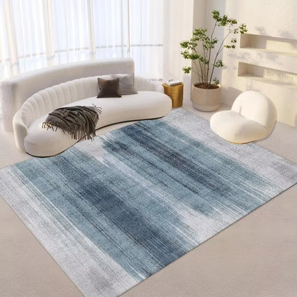 Dark Blue Abstract Art Modern Carpet Thin Fabric Indoor Floor Cover for Large Living Room Elegant Ink Style Print Area Rugs Sets