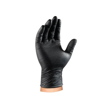 8mil Black Rubber Heavy Diamond Grip Disposable Industrial Working Gloves Nitrile Powder Free