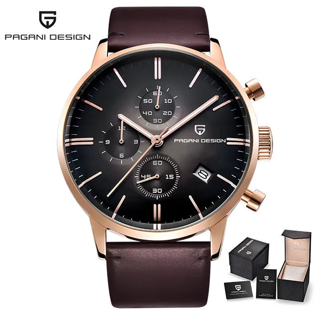 PAGANI DESIGN 2025 New Luxury Fashion Sapphire Japan VK67 Mens Watches Quartz Pointer Chronograph Waterproof Wrist Accessories