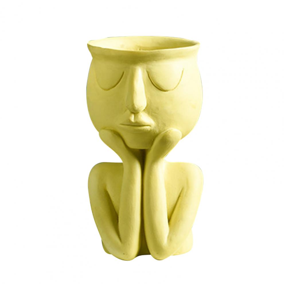 Human Think Face Ceramic Plants Flower Pot Vase Planter Tabletop Home Crafts Display Window Model Room Soft Decoration