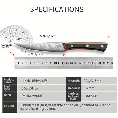 Manufactory Company's Custom 4-Piece Fruit Carving Knife Set Non-Stick Metal Pattern Blade Kitchen SS3CR13 Slicer Knives