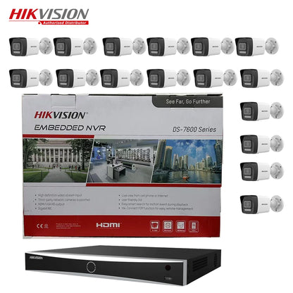Hikvision 2/4/8MP Acusense Dual Light IP Bullet CCTV System 16ch Facial Recognition POE NVR Camera Kit Night Vision Function