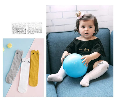 BONYPONY Cartoon Cute Kids Cotton Socks  Baby Cotton Socks Knee High Long LegWarmers Boy GirlS Children Long Socks