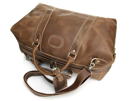 Vintage Leather Travel Bag Genuine Leather Holdall Leather Weekender Duffel Bag for Overnight