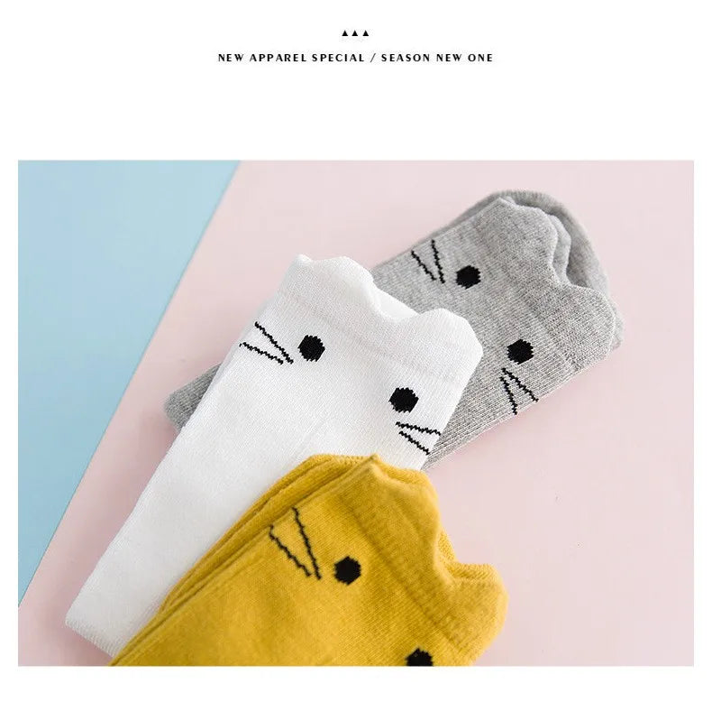 BONYPONY Cartoon Cute Kids Cotton Socks  Baby Cotton Socks Knee High Long LegWarmers Boy GirlS Children Long Socks