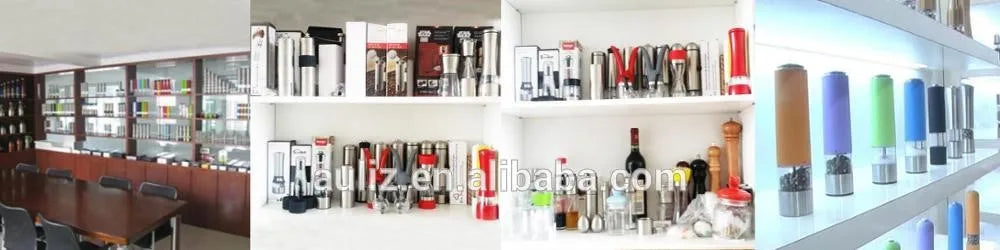 Premium Electric Salt Shaker Stainless Steel Pepper Mills Battery Operated Salt and Pepper Grinder Set for Kitchen