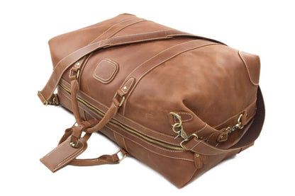 Vintage Leather Travel Bag Genuine Leather Holdall Leather Weekender Duffel Bag for Overnight