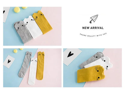 BONYPONY Cartoon Cute Kids Cotton Socks  Baby Cotton Socks Knee High Long LegWarmers Boy GirlS Children Long Socks
