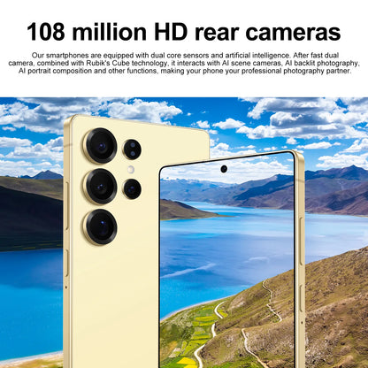 Factory Price S25 Ultra 16GB+1TB Android Big Screen phone  Dual SIM LTE Mobile Phone  Model S25 with Full HD Screen 108MP Camera