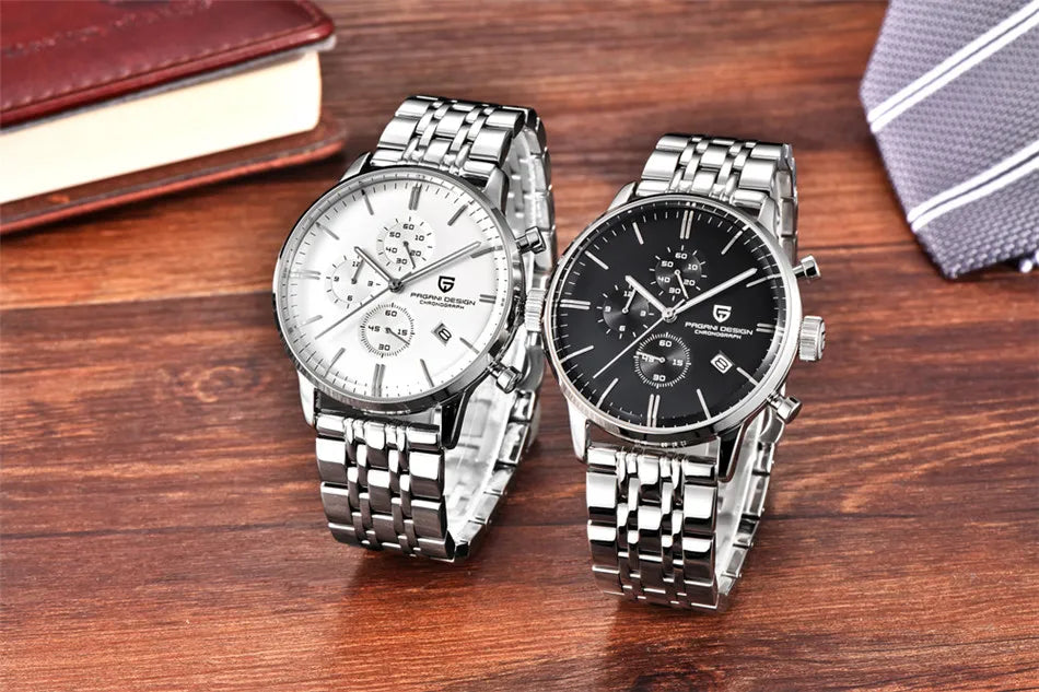 PAGANI DESIGN 2025 New Luxury Fashion Sapphire Japan VK67 Mens Watches Quartz Pointer Chronograph Waterproof Wrist Accessories