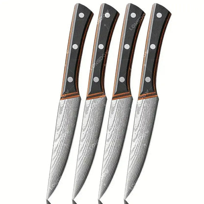 Manufactory Company's Custom 4-Piece Fruit Carving Knife Set Non-Stick Metal Pattern Blade Kitchen SS3CR13 Slicer Knives