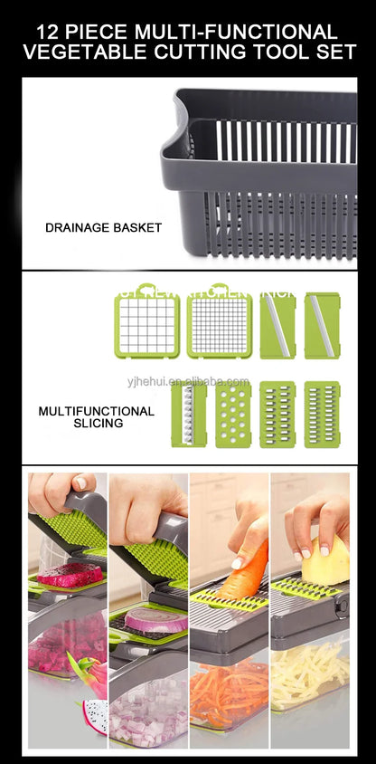 Factory Wholesale Kitchen Accessories 14 in 1 Food Cutter Veggie Onion Chopper Mandoline Slicer Multifunctional Vegetable Cutter