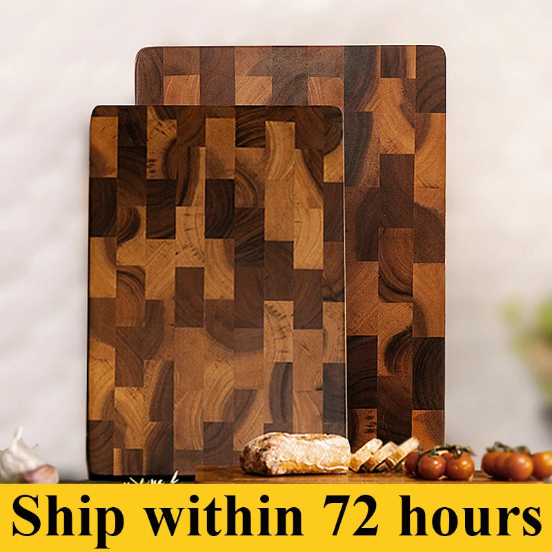 Custom Kitchen Wood Chopping Block Set-Acacia End Grain for Meat and Vegetables Butcher's Cutting Board for Kitchen Use