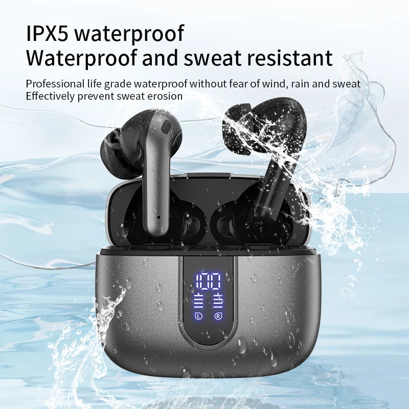 Hot-selling Noise-Canceling Wireless In-Ear Headphones with Digital Display Waterproof Sweatproof Long Battery Life BT Earphones