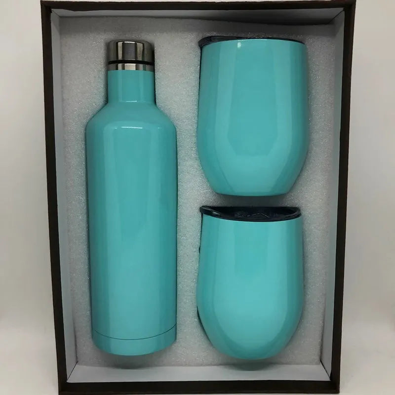 Wine Bottle Gift Box Set 304 Stainless Steel 12oz Eggshell Champagne Insulation Mug