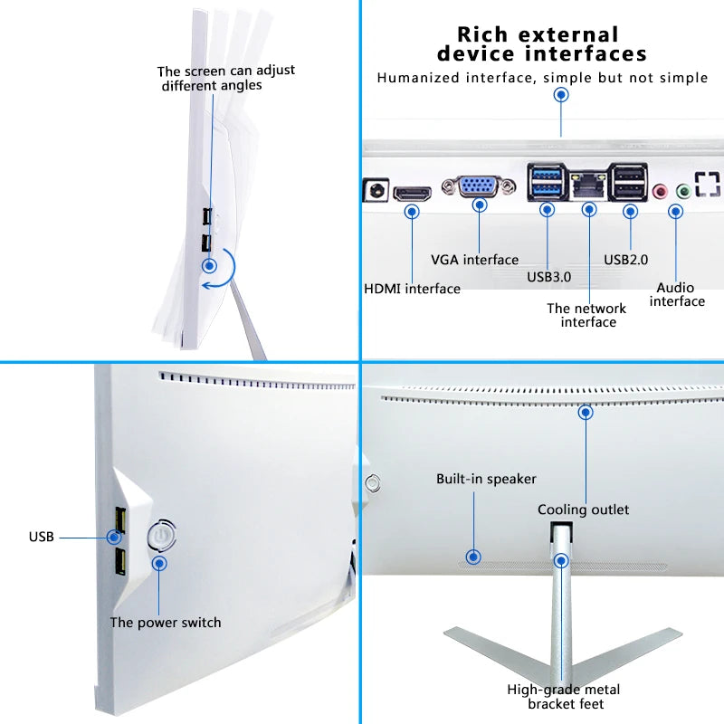 23.6 inch LED Slim AIO Desktop I3 I5 I7 8GB 16GB RAM 256GB 512GB SSD Win10 Home Energy Efficient VESA Mount Office Computer
