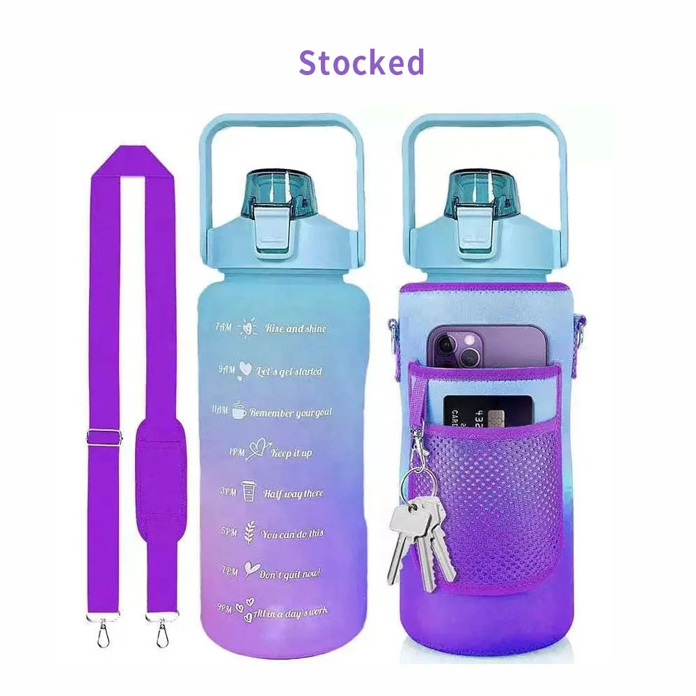 Garrafa de água infantil JZYZ School Fancy Bamboo de 1 galão (3,8 litros), livre de BPA, autolimpante, transparente, com proteção UV e capa protetora.