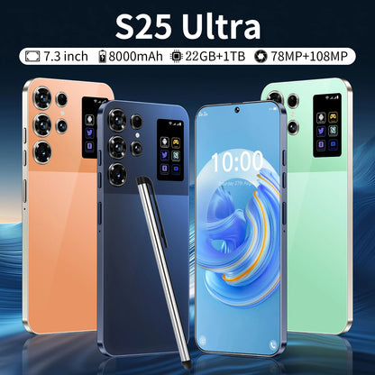 High Quality S25 Ultra Android 15 Smartphone 7.3 Inch 22GB+1TB 5G Hot Selling Unlocked Dual SIM 108MP Rear Global Wholesale