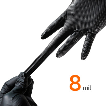 8mil Black Rubber Heavy Diamond Grip Disposable Industrial Working Gloves Nitrile Powder Free