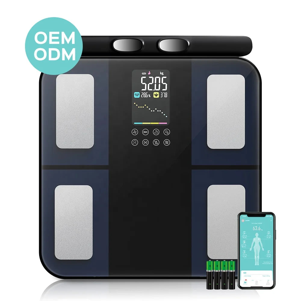 8 Electrode Smart Body Fat Scale Body Bmi Analysis High Accurate Digital Fat Weight Scale With App