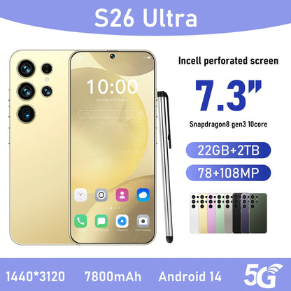 2025 New Original Phones S26 ultra 5g Smartphones 22GB+2TB 5G Dual SIM Cellphone Mobile Phone Face Unlock Android 14 5G Phone