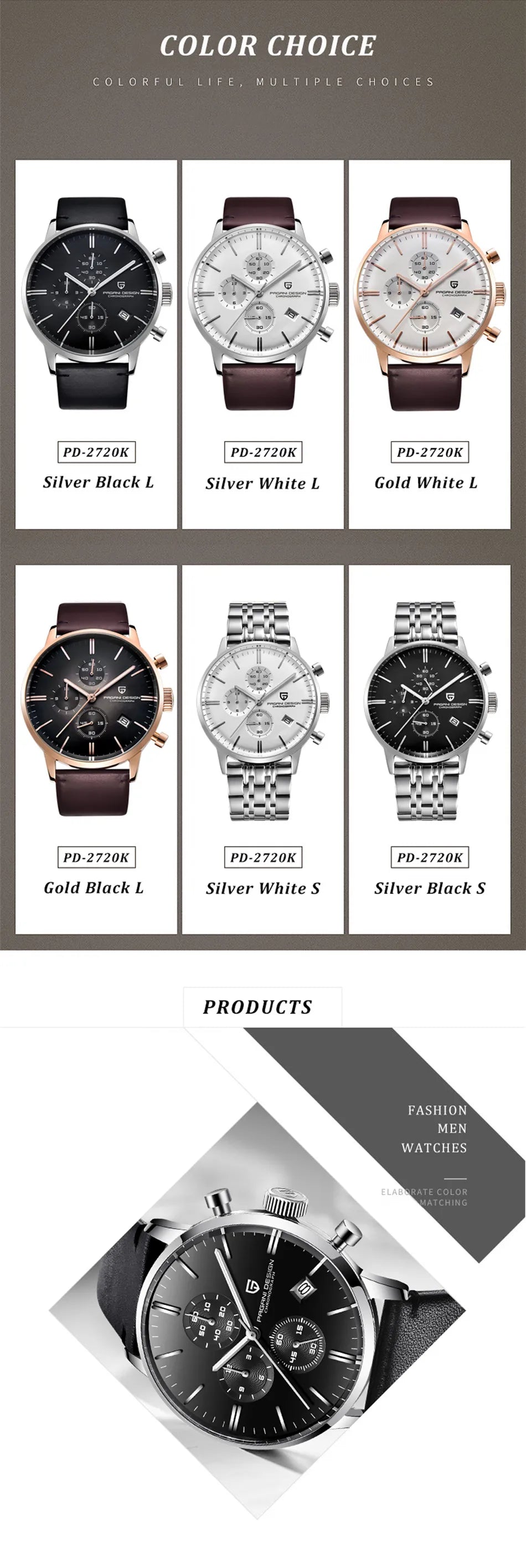 PAGANI DESIGN 2025 New Luxury Fashion Sapphire Japan VK67 Mens Watches Quartz Pointer Chronograph Waterproof Wrist Accessories