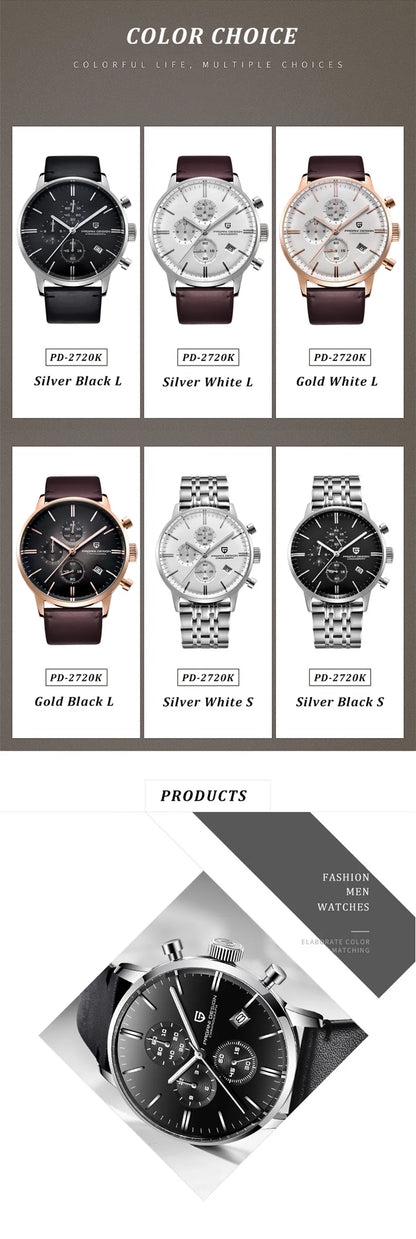 PAGANI DESIGN 2025 New Luxury Fashion Sapphire Japan VK67 Mens Watches Quartz Pointer Chronograph Waterproof Wrist Accessories