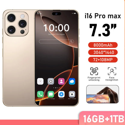 16 Pro Max 5G Smartphones Phone 16 Pro Max 16GB+1TB Smartphone 5G Smartphone 7.3inch Screen