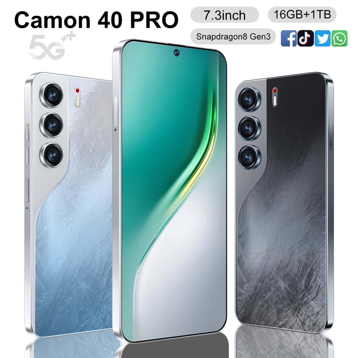 Hot-Selling Camon 40 Pro Original 16GB +1TB Mobile Phone 6800Mah Android 14 Large HD Gaming Custom Global 5G Smartphones