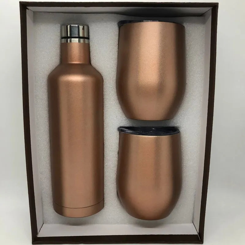Wine Bottle Gift Box Set 304 Stainless Steel 12oz Eggshell Champagne Insulation Mug