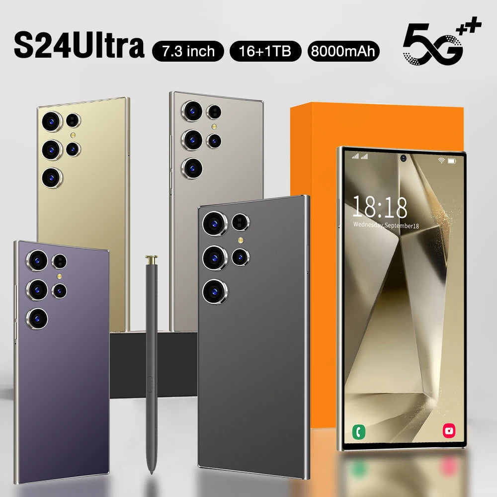 2025 NEW Original Unlocked Dual Card 5G Smart Phone HD 5G Cellphone Android 14 S24 Ultra 16GB + 1TGB Smartphone