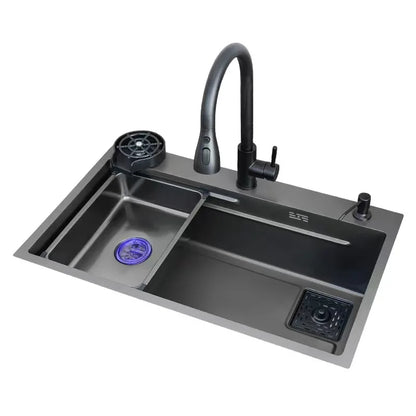 Handmade Modern Design  Single Bowl Kitchen Sink Rectangular Stainless Steel Nano Black Sink for Kitchen Use