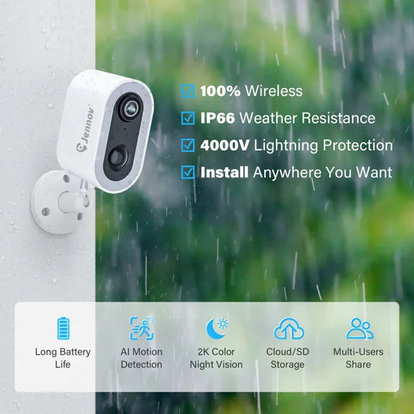 DB Jennov 2K 3MP Outdoor Wireless Home Security Camera Battery Powered Solar CCTV for Home Use