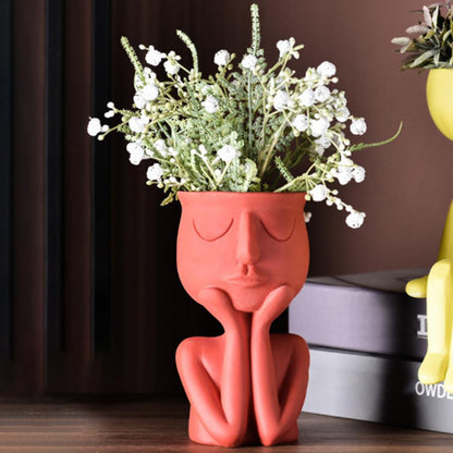 Human Think Face Ceramic Plants Flower Pot Vase Planter Tabletop Home Crafts Display Window Model Room Soft Decoration