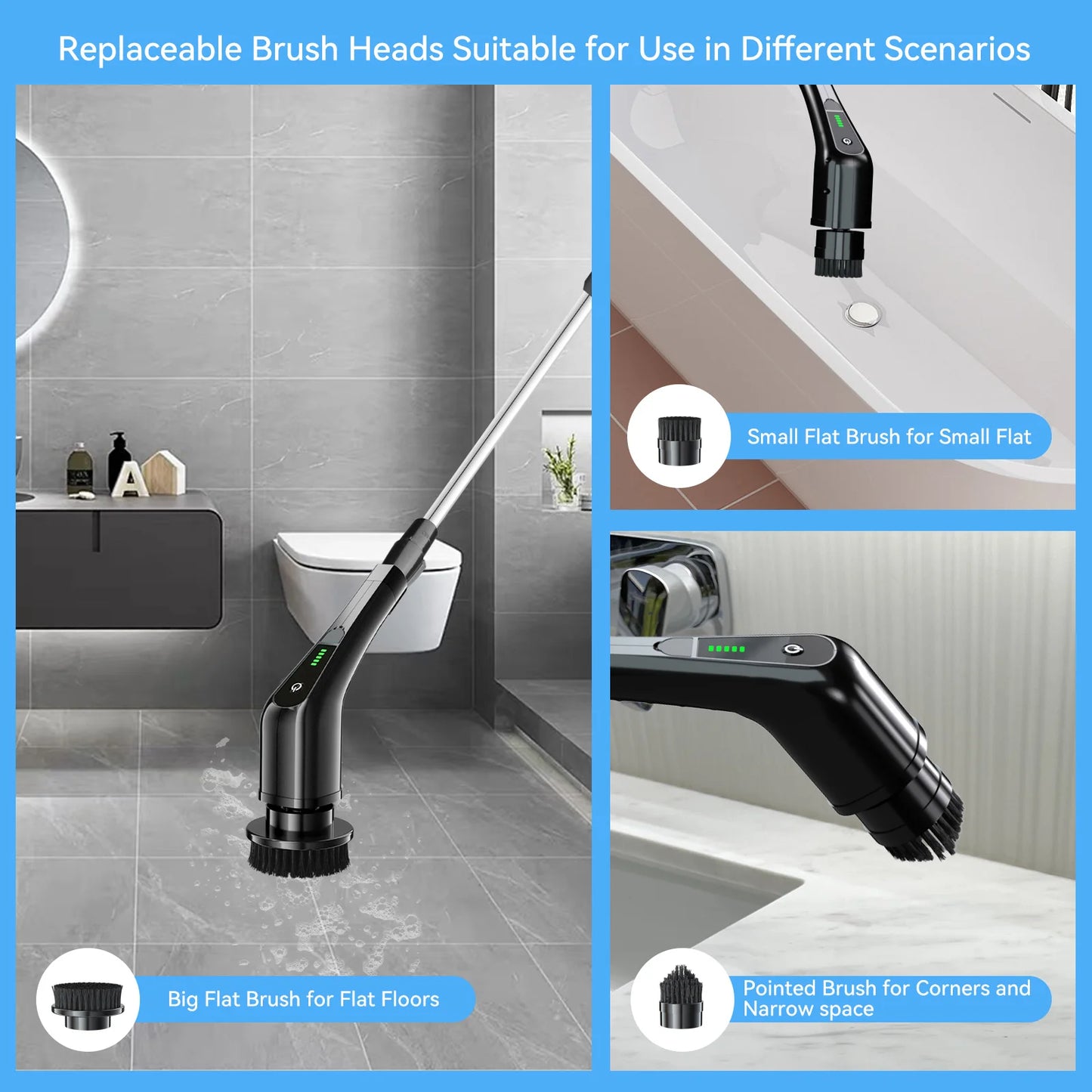 USA Warehouse Cleaning Products Household Cleaning Tools Accessories Electric Scrubber Cleaning Brush for Bathroom