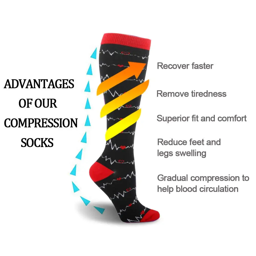 Wholesale 20-30mmhg Running Sport Socks Men Women Athletic Fun Stocking Knee High Nurse Compression Socks