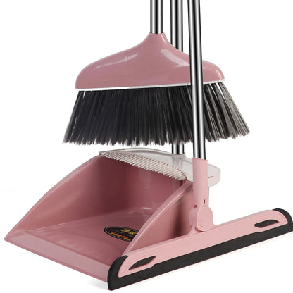 Stand up Broom and Dustpan for Home Use Foldable Long Handle 180 Degree Rotatable Broom Dustpan Combo Set