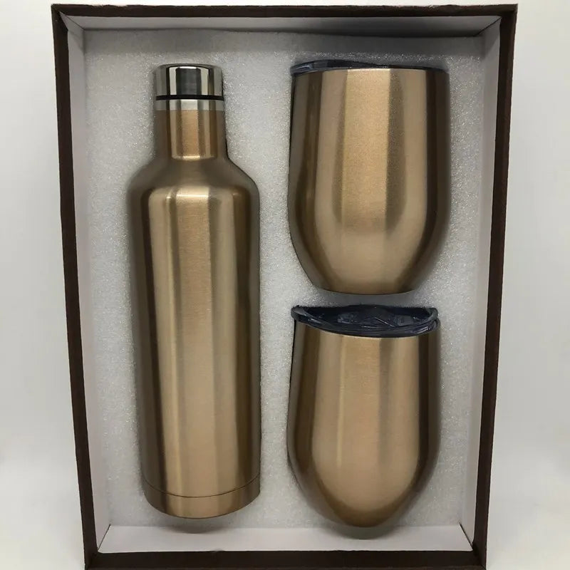 Wine Bottle Gift Box Set 304 Stainless Steel 12oz Eggshell Champagne Insulation Mug